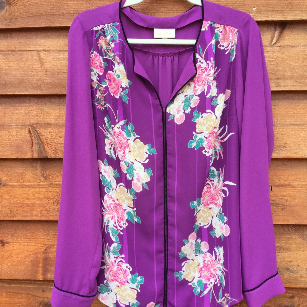 ModCloth Podcast Co-Host Plum Floral Kimono Top